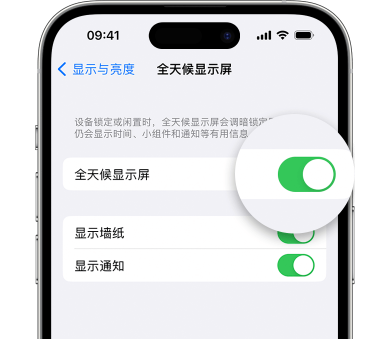 临沂苹果15预约维修分享iPhone15如何设置全天候显示屏幕可见 