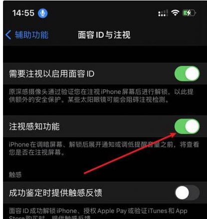 临沂苹果14维修网点分享iPhone14注视感知功能有什么用 