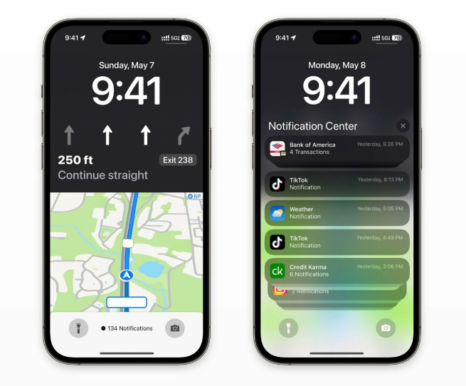 临沂苹果维修服务分享iOS17锁屏地图导航半屏显示长什么样 